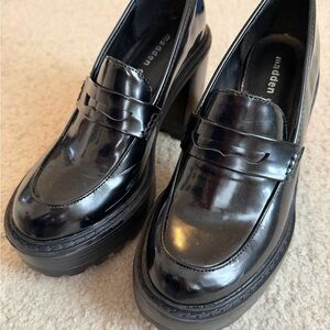 Madden Girl Shiny Black Platform Loafers
